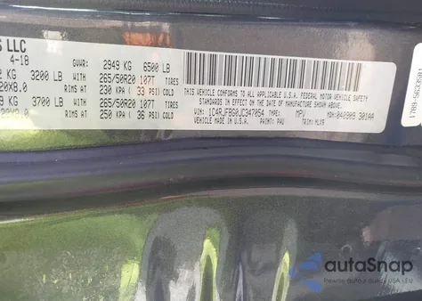 2018 Jeep Grand Cherokee Sterling Edition 4X4 z USA, uszkodzony, nr VIN 1C4RJFBG0JC347054